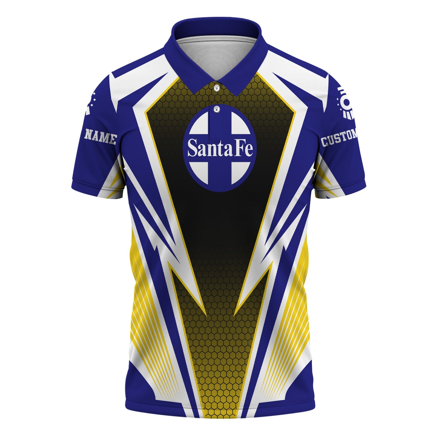 Railspirit Personalized Santa Fe Railway Polo Shirt Lightning Graphic Style Atchison, Topeka and Santa Fe Railway Shirt Gift Idea For Train Lover