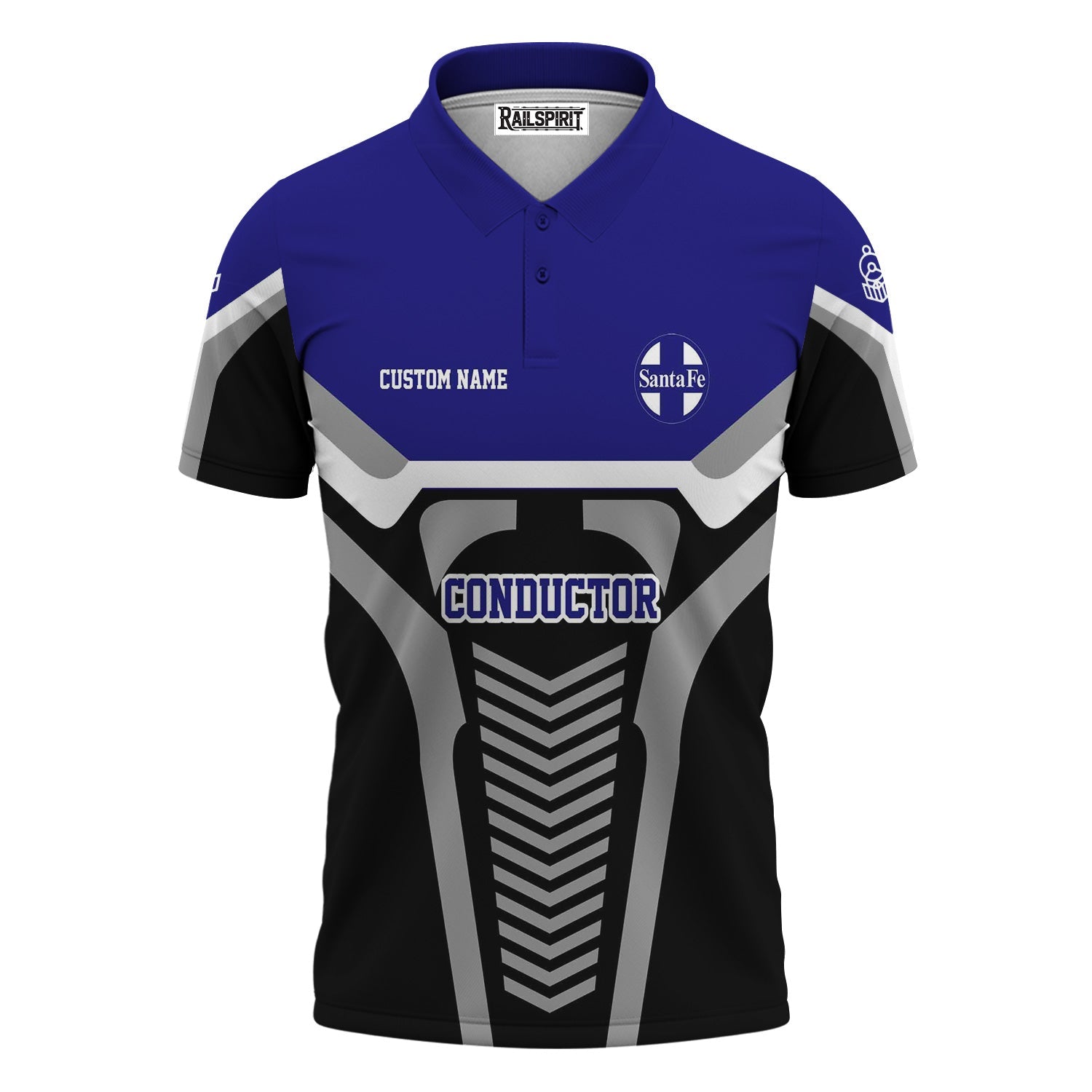 Railspirit Personalized Santa Fe ATSF Railway Polo Shirt Track-Inspired with Custom Job Position Atchison, Topeka and Santa Fe Train Shirt