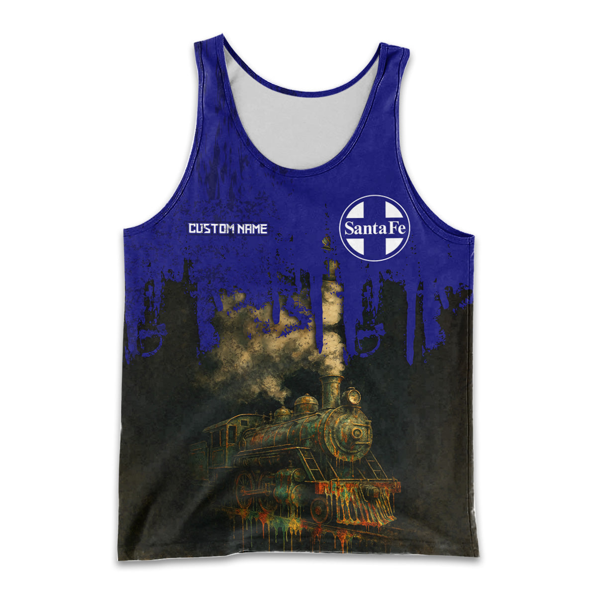 Railspirit Personalized Santa Fe Railway Men Tank Top Vintage Train Art Style Atchison, Topeka and Santa Fe Railway Shirt For Locomotive Fans
