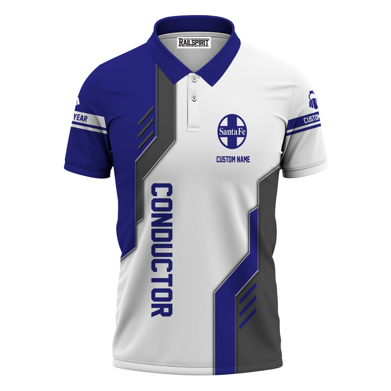 Railspirit Personalized Santa Fe ATSF Railway Polo Shirt Unique Railway Style with Custom Job Atchison, Topeka and Santa Fe Train Shirt