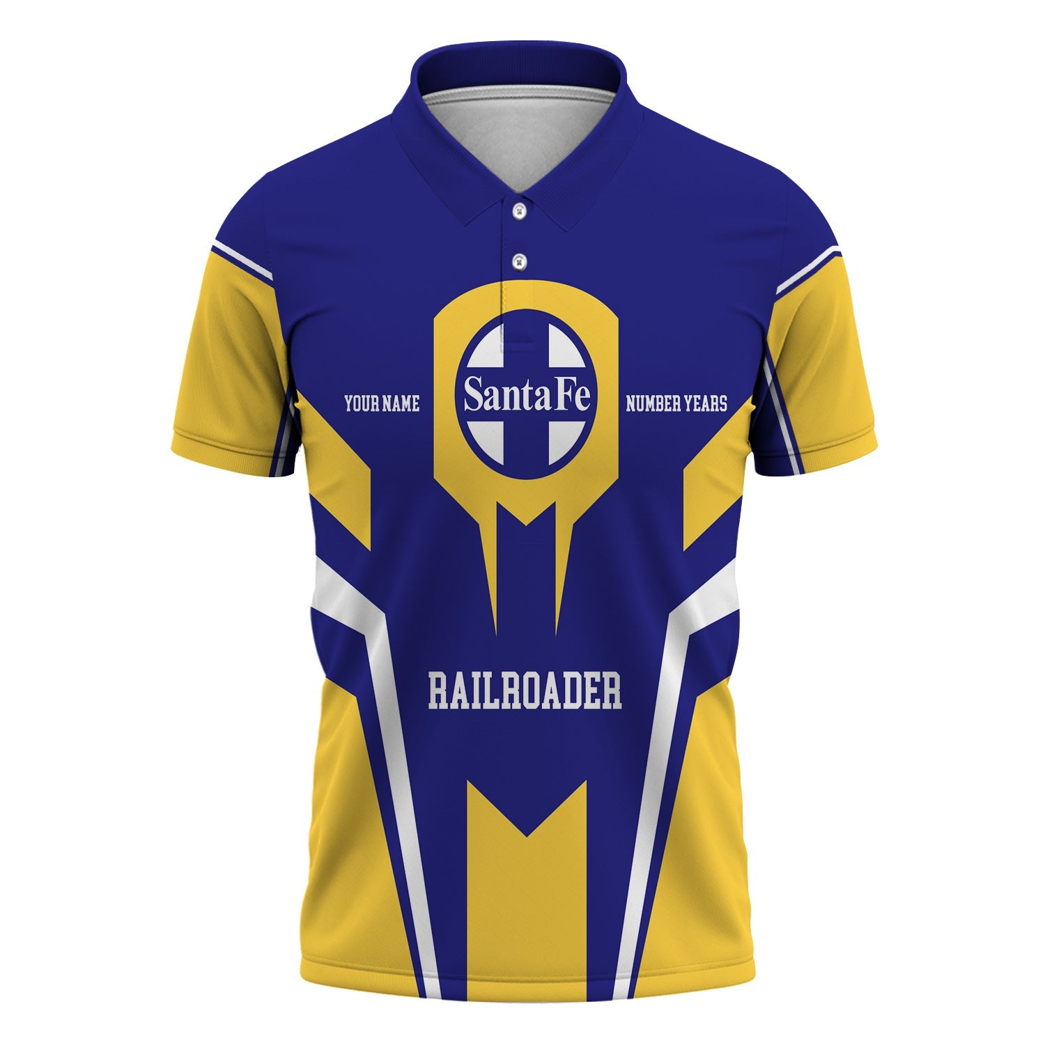 Railspirit Personalized Santa Fe Railway Polo Shirt Custom Year Railroader Atchison, Topeka and Santa Fe Railway Shirt Gift Idea For Train Lover