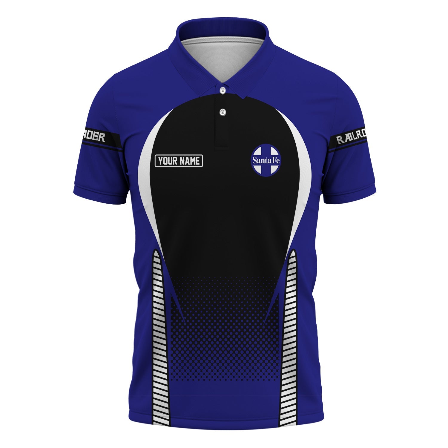 Railspirit Personalized Santa Fe Railway Polo Shirt Stress Is Caused By Not Having Enough Trains Atchison, Topeka and Santa Fe Railway Shirt All Over Print