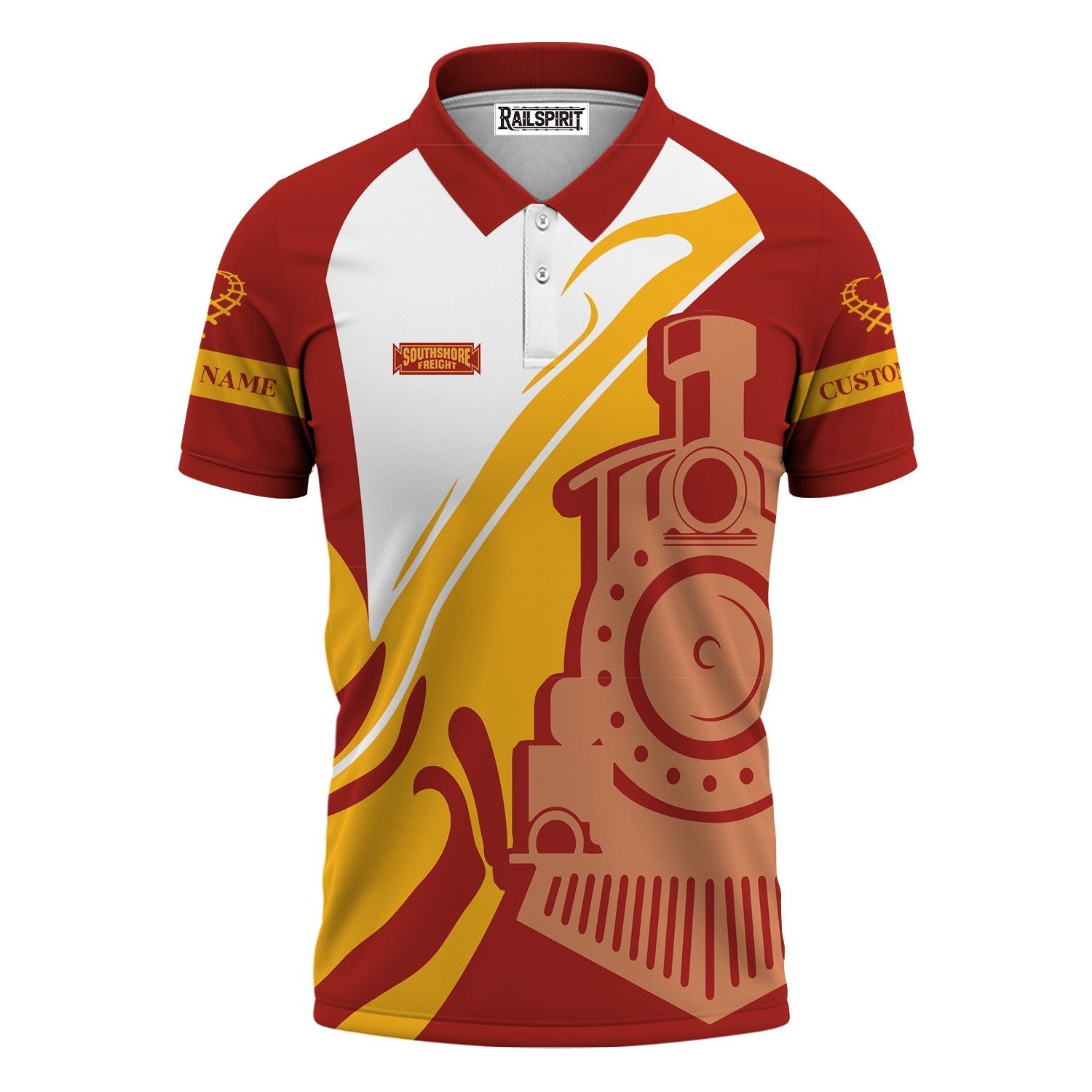 Railspirit Personalized Chicago South Shore and South Bend Railroad Polo Shirt Flame-Inspired Style Shirt Gift Idea For Train Lovers
