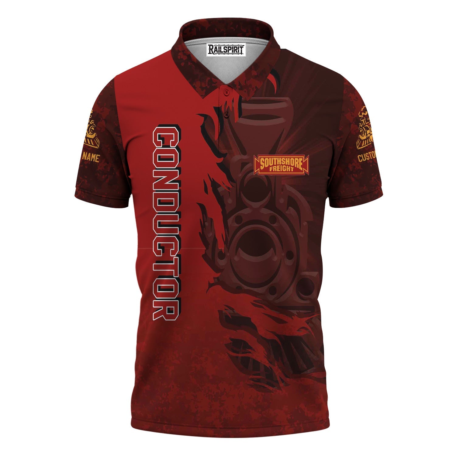 Railspirit Personalized Chicago South Shore and South Bend Railroad Polo Shirt Blazing Style with Custom Position Train Shirt