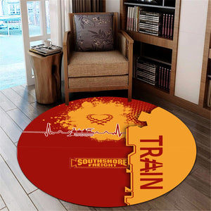 Railspirit Chicago South Shore and South Bend Railroad Round Mat Engine Heartbeat and Track Love Style Mat Gift Idea For Train Lovers