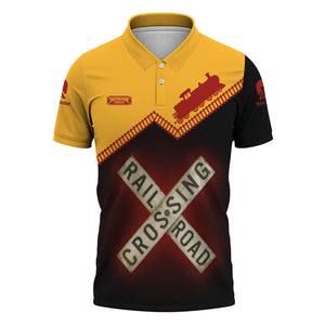 Railspirit Personalized Chicago South Shore and South Bend Railroad Polo Shirt Railroad Crossing Printed Train Track Shirt