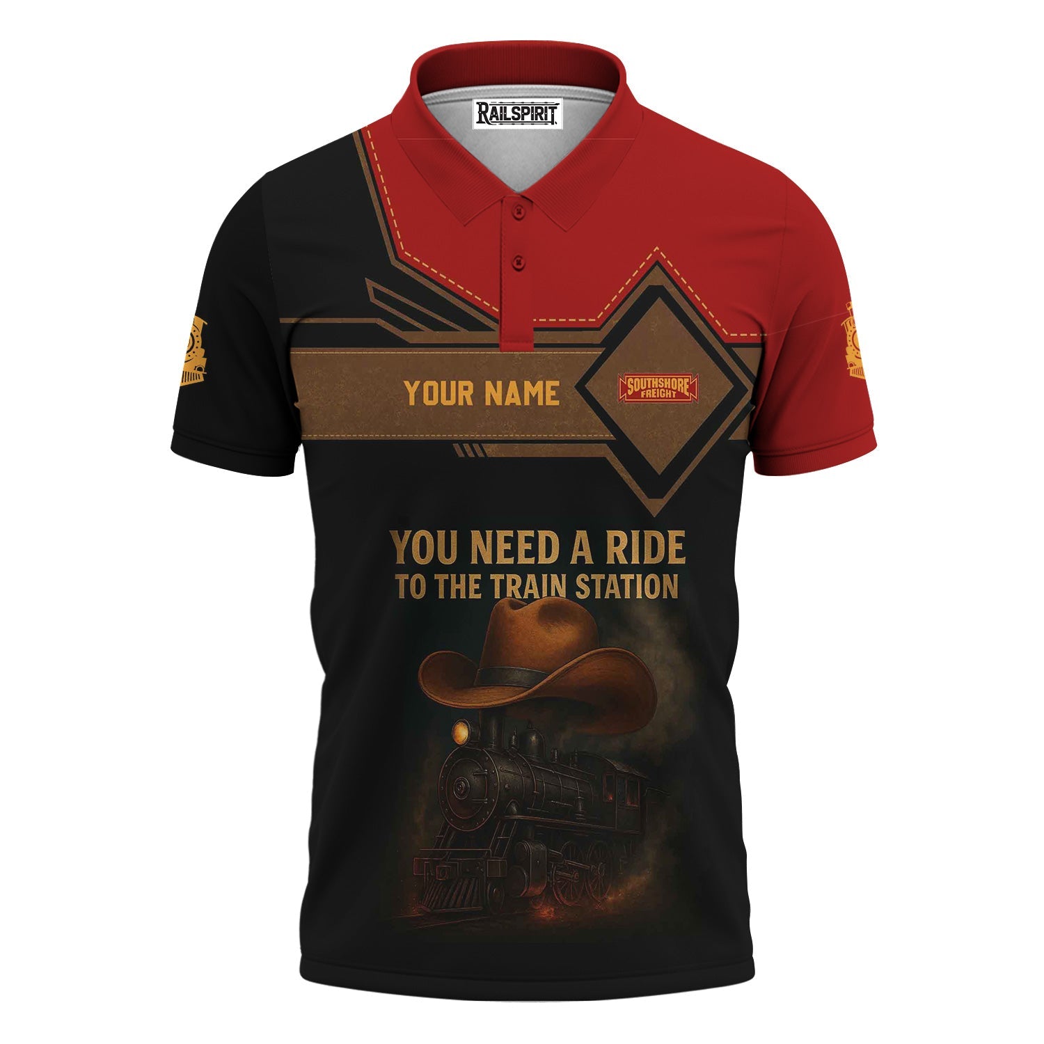 Railspirit Personalized Chicago South Shore and South Bend Railroad Polo Shirt You Need A Ride To The Train Station Shirt For Train Lovers