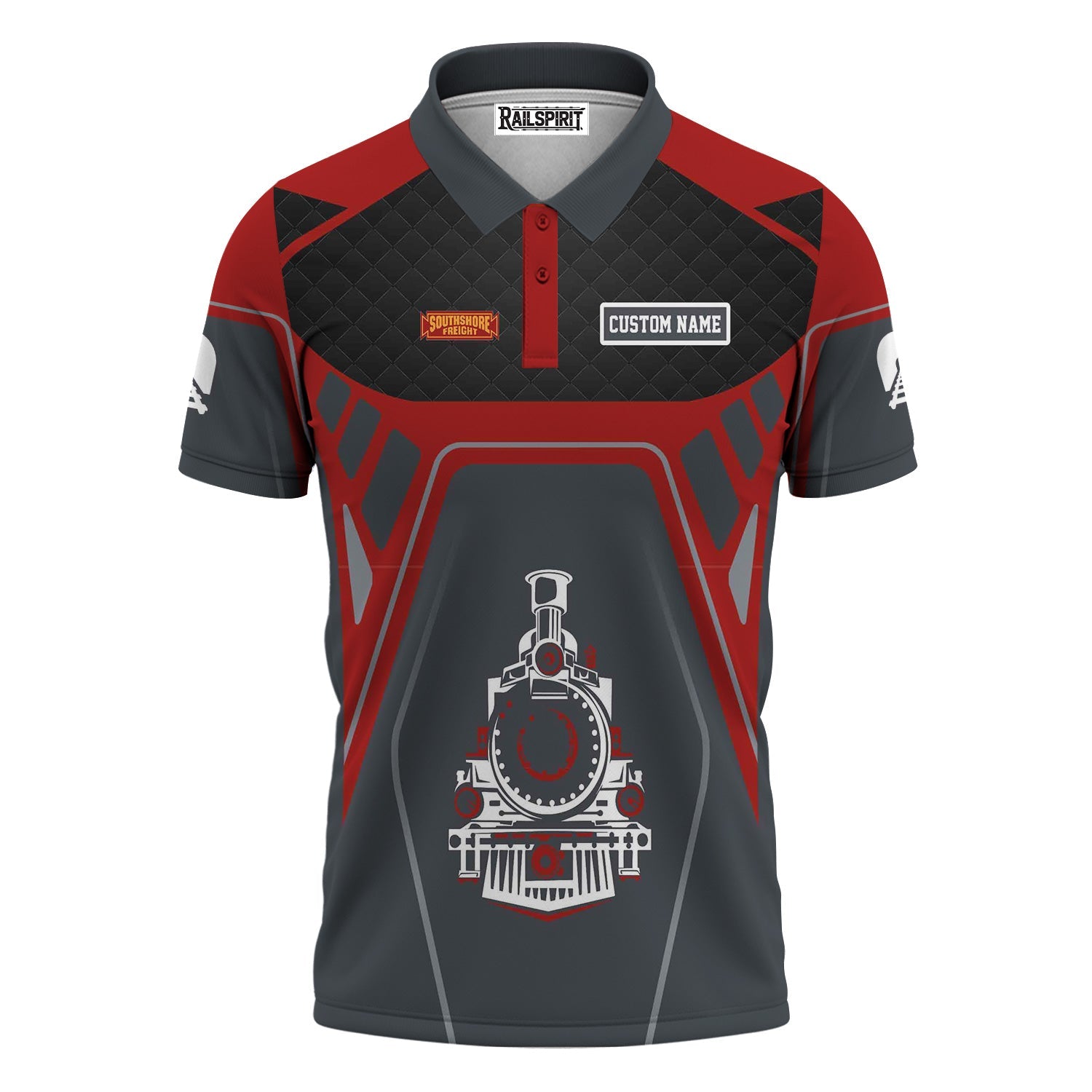 Railspirit Personalized Chicago South Shore and South Bend Railroad Polo Shirt Steam Locomotive Engine Graphic Train Shirt All Over Print