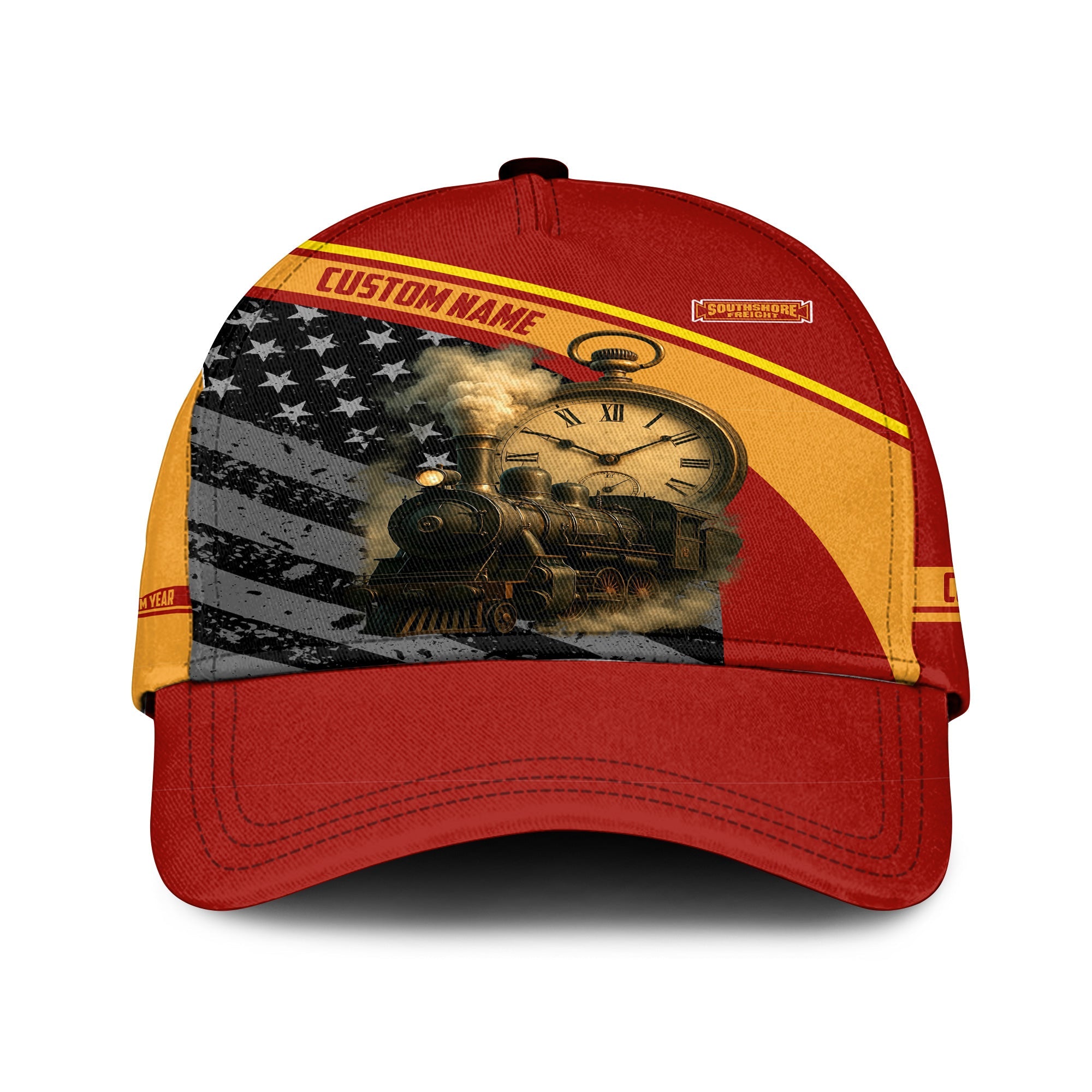 Railspirit Personalized Chicago South Shore and South Bend Railroad Classic Cap Classic Steam Engine With Retro Pocket Watch Cap All Over Print