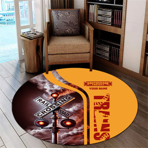 Railspirit Personalized Chicago South Shore and South Bend Railroad Round Mat Railroad Crossing Sign Mat All Over Print