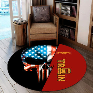 Railspirit Chicago South Shore and South Bend Railroad Round Mat Train Skull American Flag Style Rug All Over Print