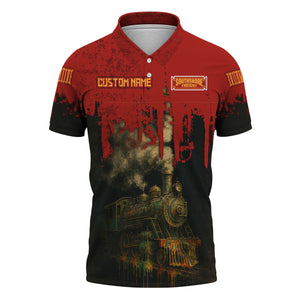 Railspirit Personalized Chicago South Shore and South Bend Railroad Polo Shirt Vintage Train Art Style Shirt For Locomotive Fans