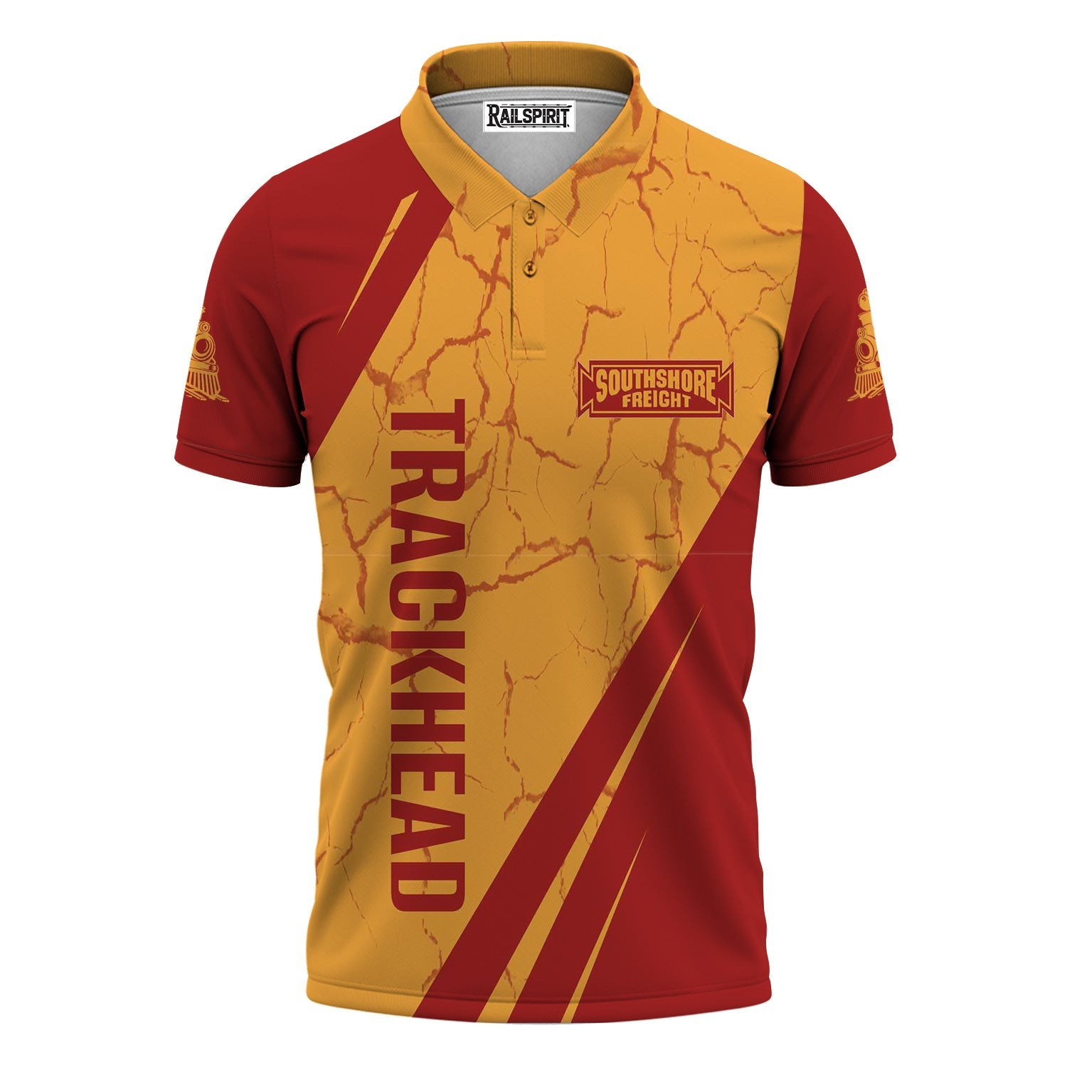 Railspirit Personalized Chicago South Shore and South Bend Railroad Polo Shirt Crackle Texture Style Train Shirt For Trackhead