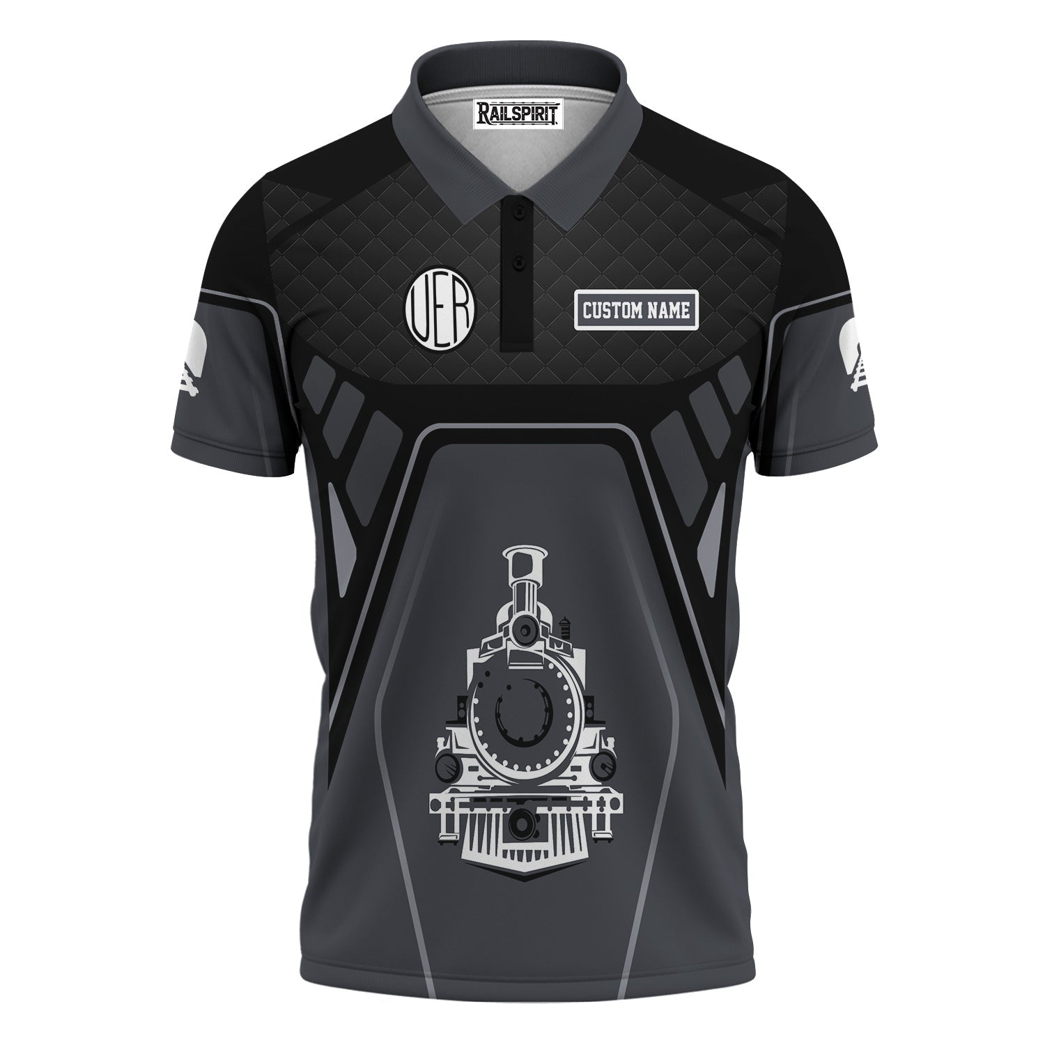 Railspirit Personalized Union Electric Railway Polo Shirt Steam Locomotive Engine Graphic Train Shirt All Over Print