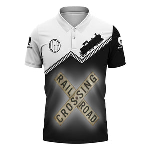 Railspirit Personalized Union Electric Railway Polo Shirt Railroad Crossing Printed Train Track Shirt