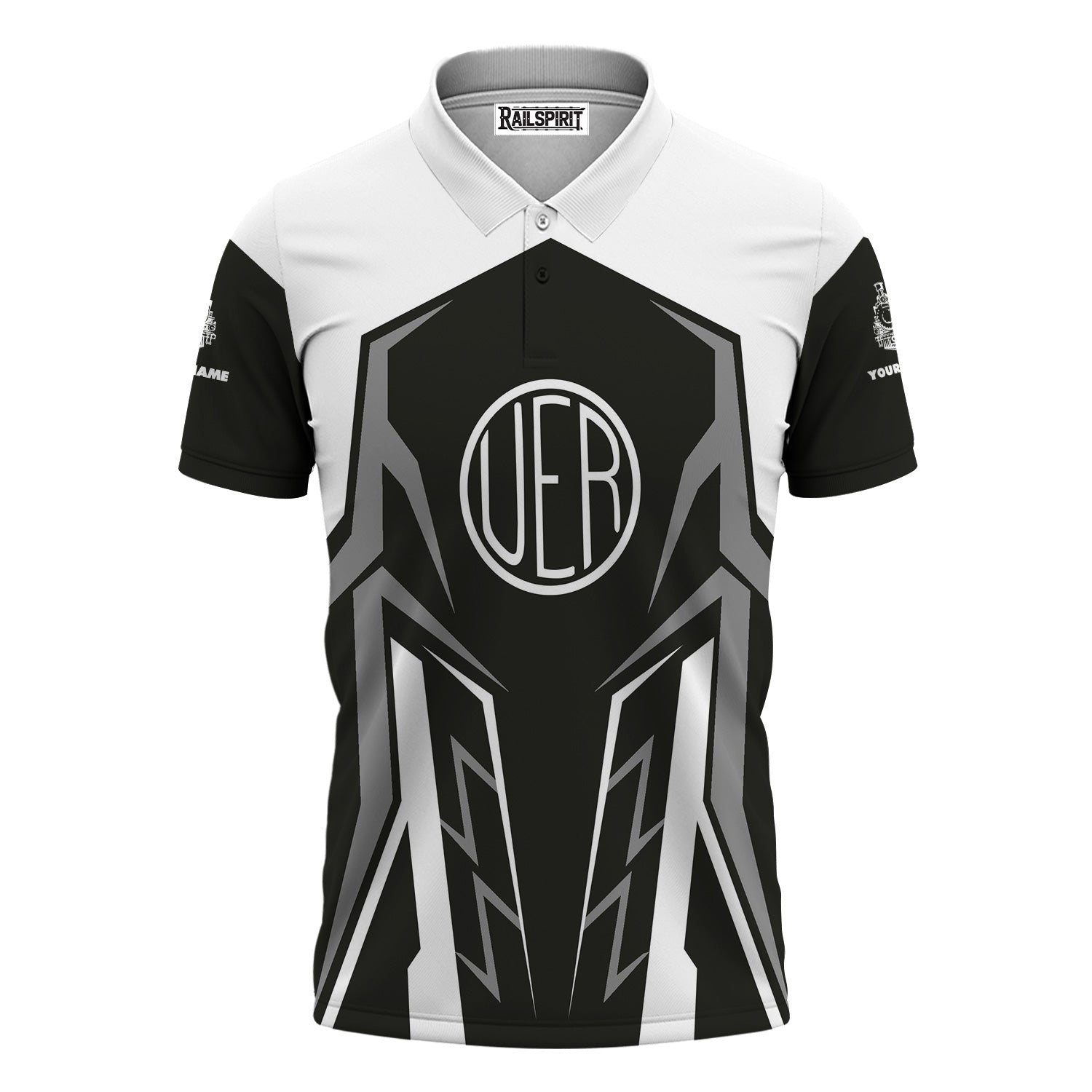 Railspirit Personalized Union Electric Railway Polo Shirt Futuristic Design with Custom Job Train Shirt