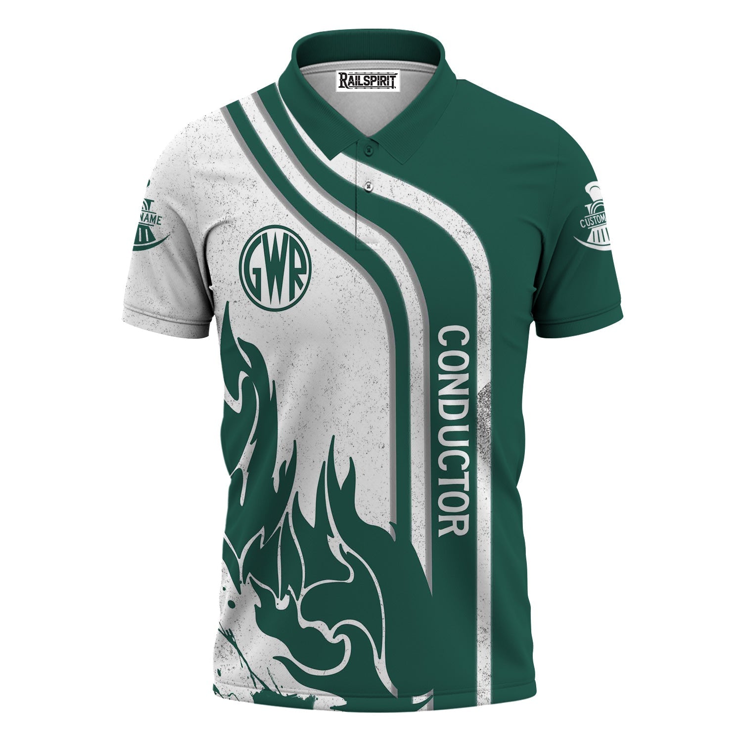 Railspirit Personalized Great Western Railway Polo Shirt Flame Design with Custom Job Position Train Shirt