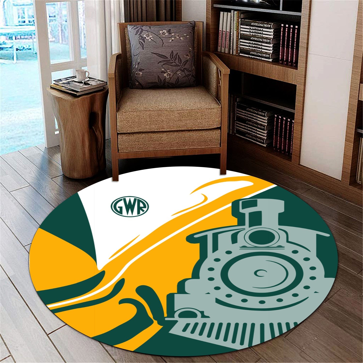 Railspirit Great Western Railway Round Mat Flame-Inspired Style Mat Gift Idea For Train Lovers