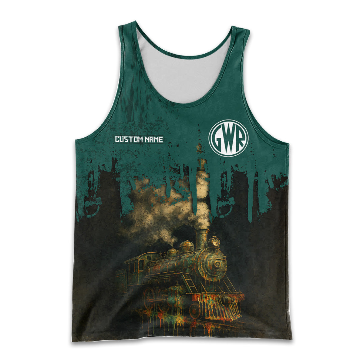 Railspirit Personalized Great Western Railway Men Tank Top Vintage Train Art Style Shirt For Locomotive Fans
