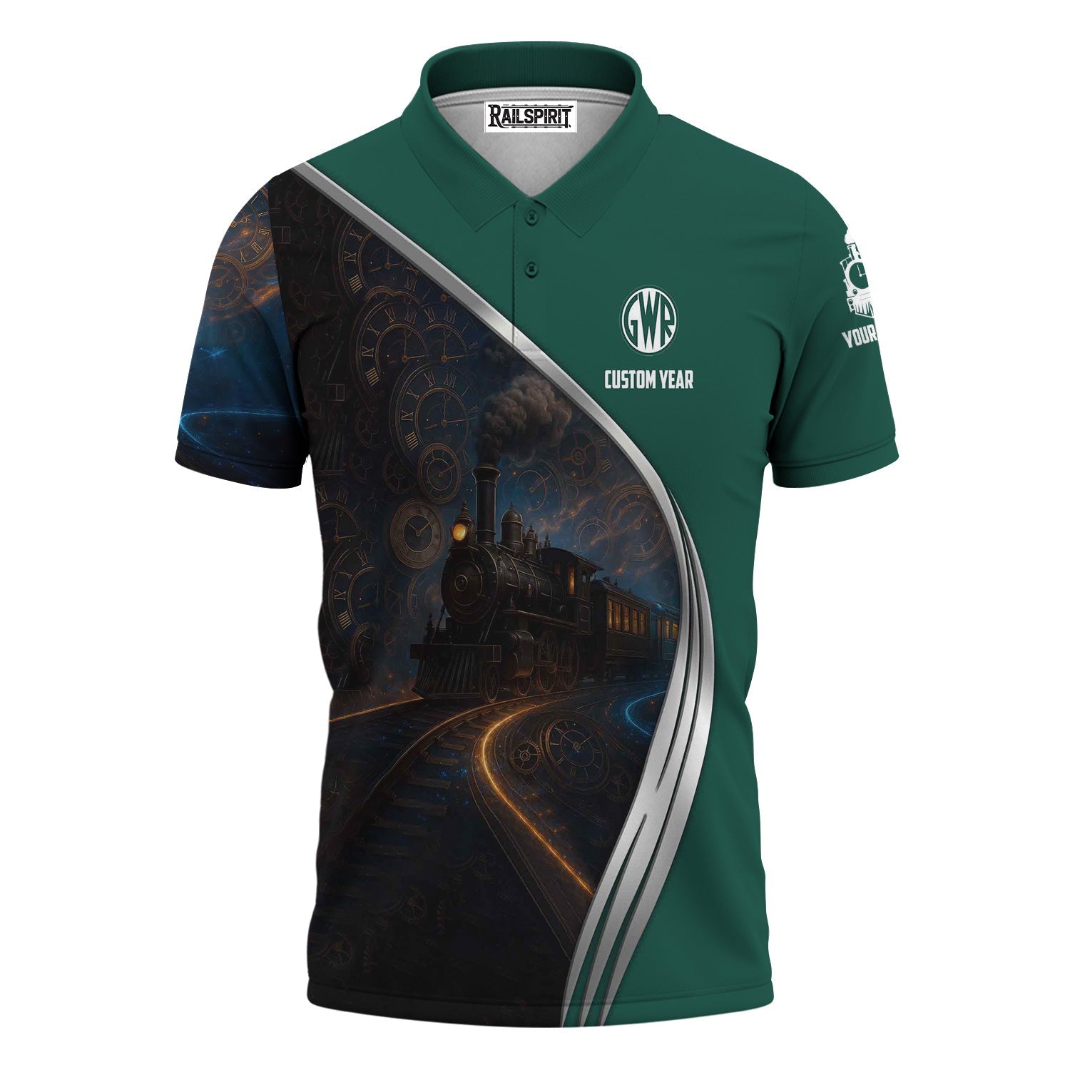 Railspirit Personalized Great Western Railway Polo Shirt Steampunk Locomotive with Custom Year Train Shirt
