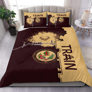 Railspirit London, Midland and Scottish Railway Bedding Set Engine Heartbeat and Track Love Style Bedding Set Gift Idea For Train Lovers