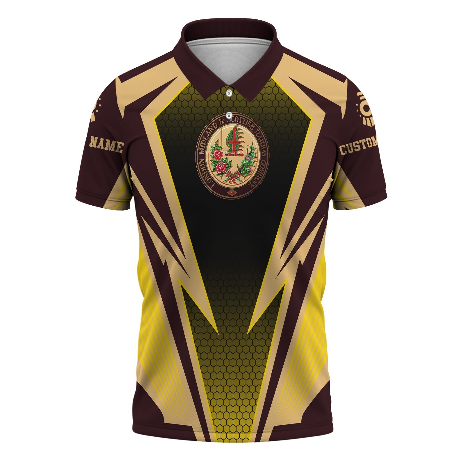 Railspirit Personalized London, Midland and Scottish Railway Polo Shirt Lightning Graphic Style Shirt Gift Idea For Train Lover