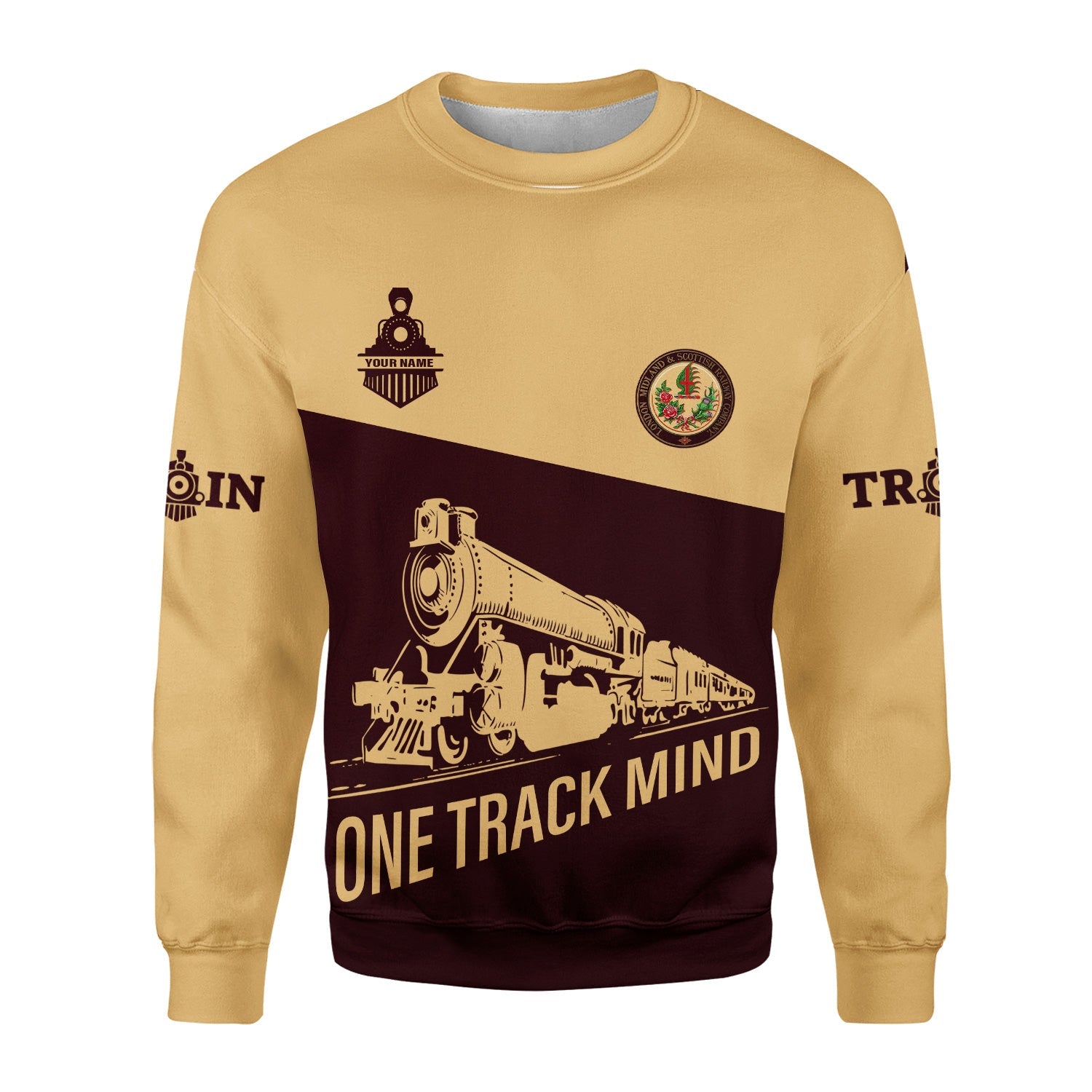 Railspirit Personalized London, Midland and Scottish Railway Sweatshirt One Track Mind Train Sweater Gift Idea For Train Lover