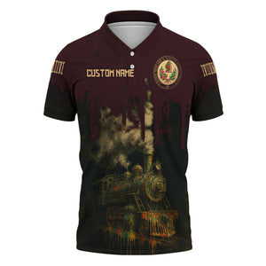 Railspirit Personalized London, Midland and Scottish Railway Polo Shirt Vintage Train Art Style Shirt For Locomotive Fans