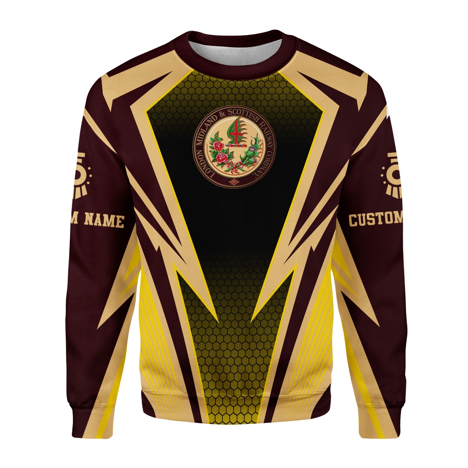 Railspirit Personalized London, Midland and Scottish Railway Sweatshirt Lightning Graphic Style Shirt Gift Idea For Train Lover