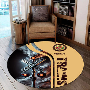 Railspirit Personalized London, Midland and Scottish Railway Round Mat Railroad Crossing Sign Mat All Over Print