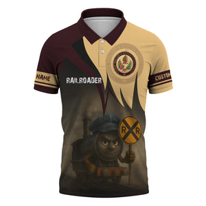 Railspirit Personalized London, Midland and Scottish Railway Polo Shirt Angry Train Polo Shirt Gift Idea For Train Lover