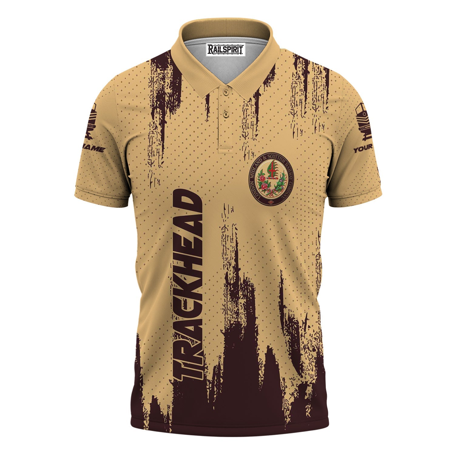 Railspirit Personalized London, Midland and Scottish Railway Polo Shirt Paint Impact Design Train Shirt for Trackhead