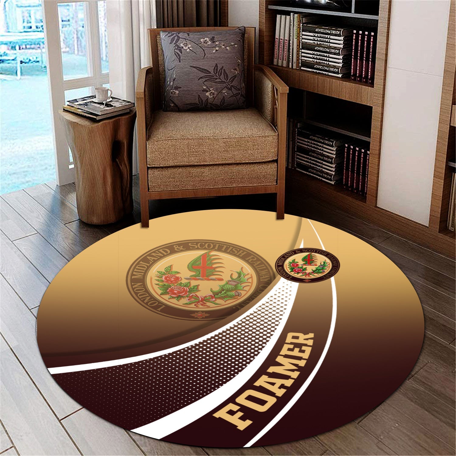 Railspirit London, Midland and Scottish Railway Round Mat Railway-Themed Style Mat Gift Idea For Trainspotter