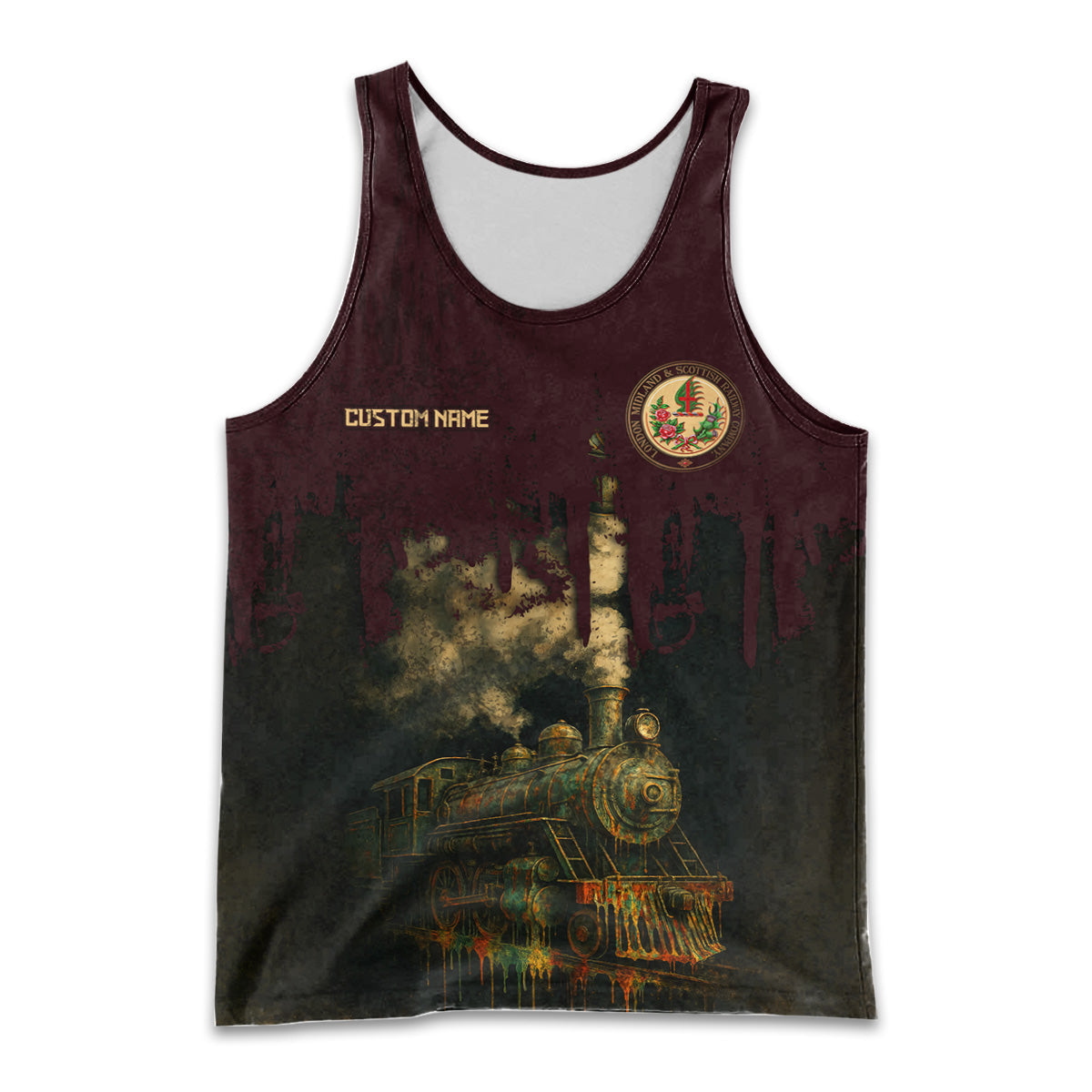 Railspirit Personalized London, Midland and Scottish Railway Men Tank Top Vintage Train Art Style Shirt For Locomotive Fans