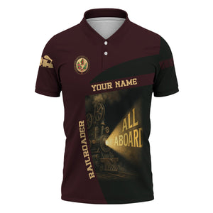 Railspirit Personalized London, Midland and Scottish Railway Polo Shirt All Aboard Steam Train Movie Projector Style Shirt