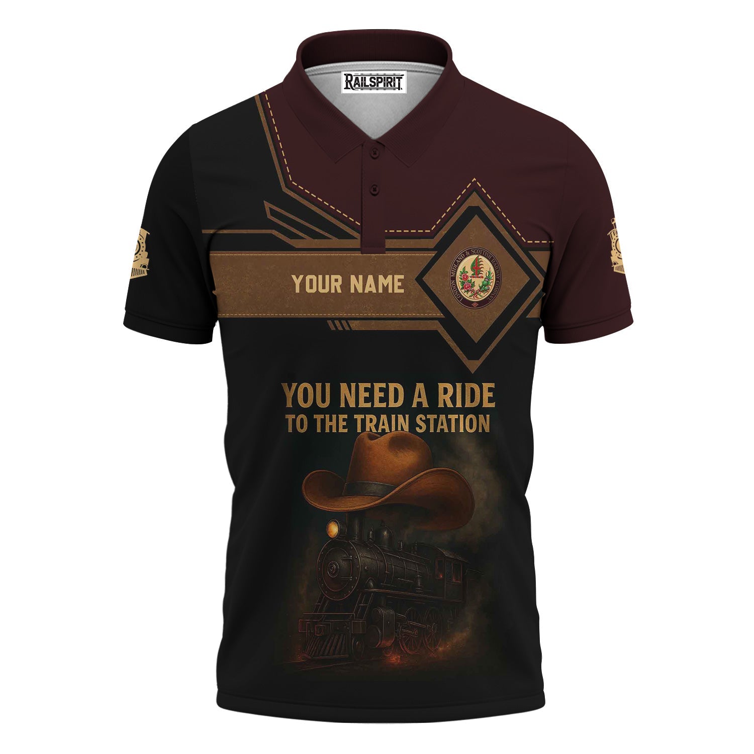 Railspirit Personalized London, Midland and Scottish Railway Polo Shirt You Need A Ride To The Train Station Shirt For Train Lovers