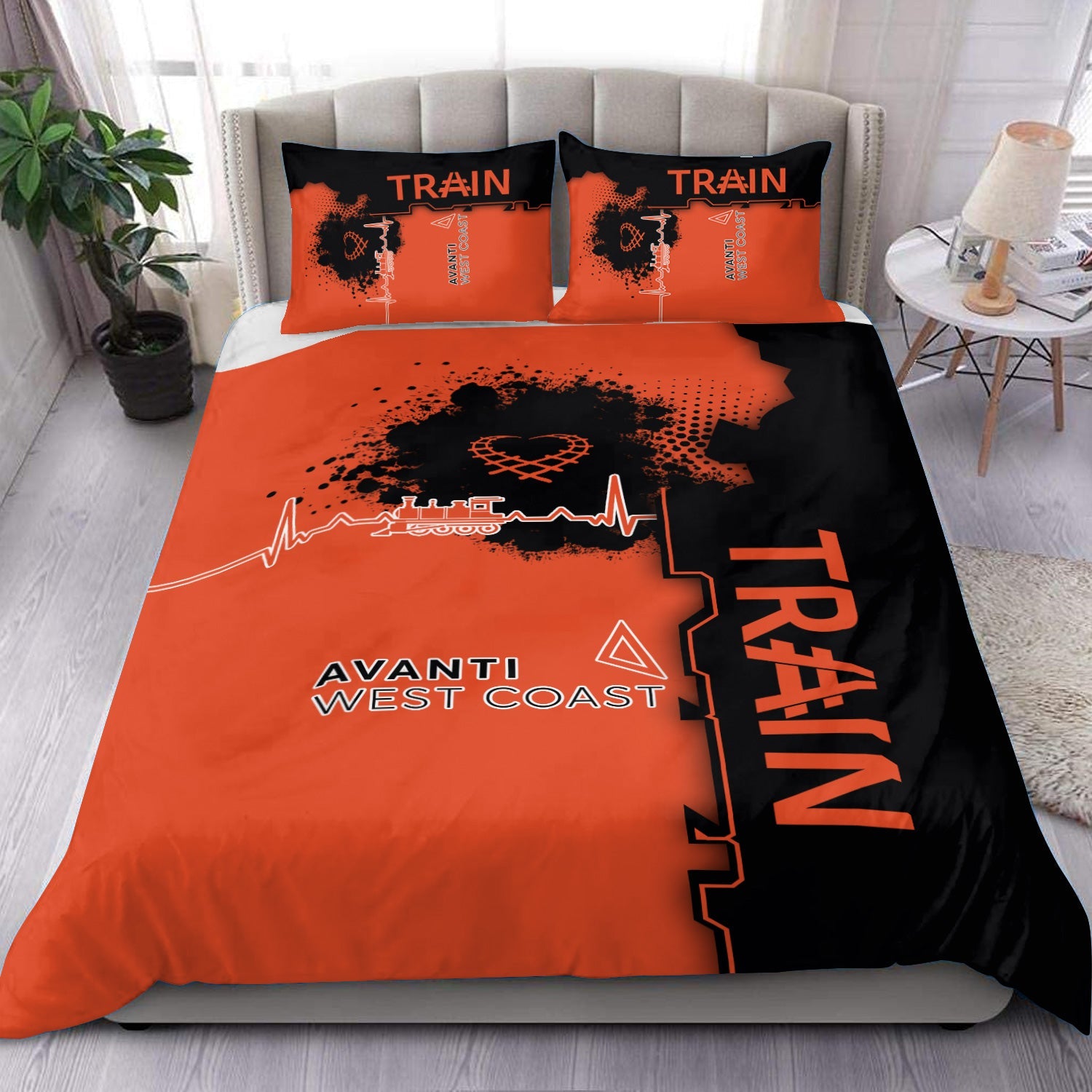 Railspirit Avanti West Coast Bedding Set Engine Heartbeat and Track Love Style Bedding Set Gift Idea For Train Lovers