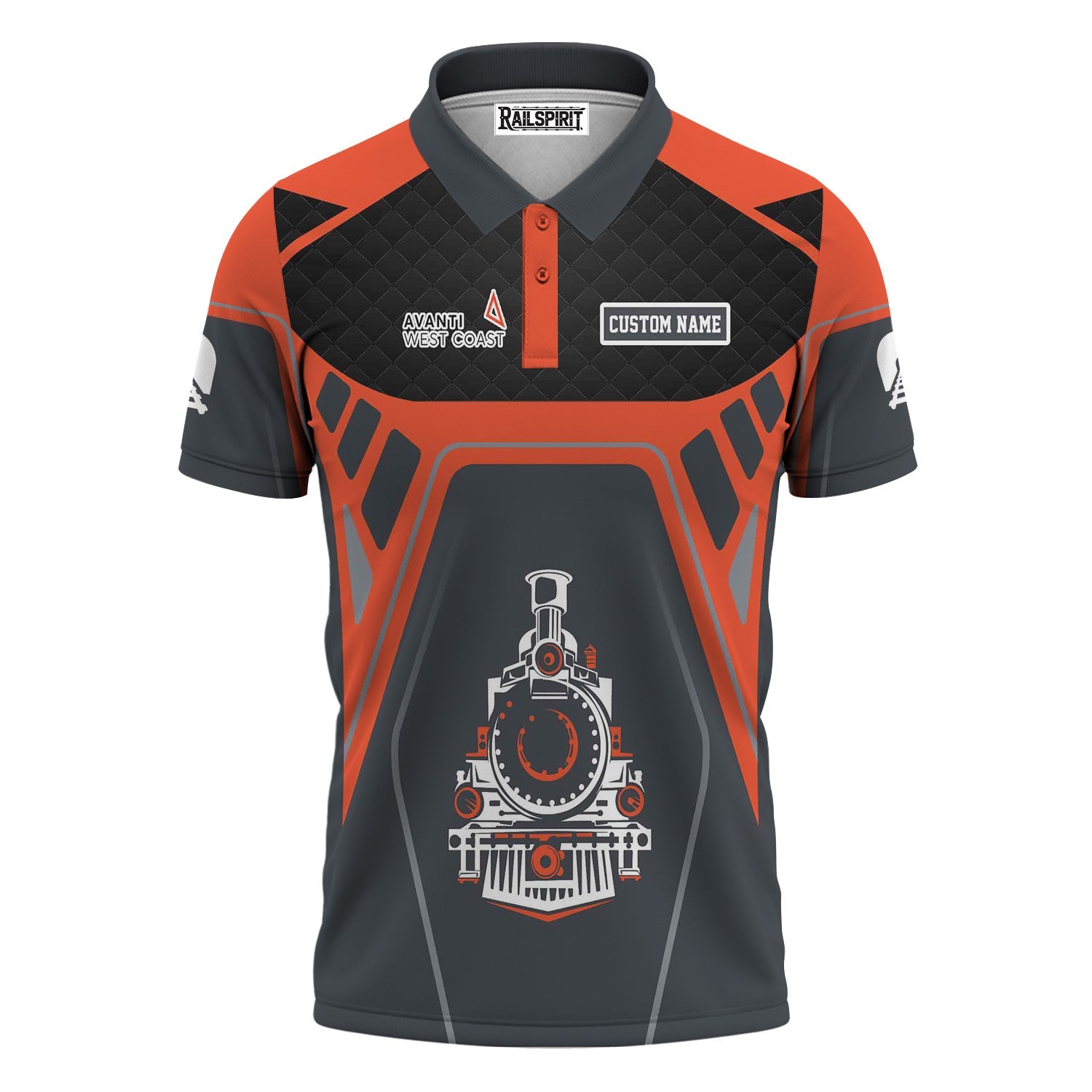 Railspirit Personalized Avanti West Coast Polo Shirt Steam Locomotive Engine Graphic Train Shirt All Over Print