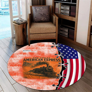 Railspirit Avanti West Coast Round Mat Retro American Express Train With USA Flag Round Mat