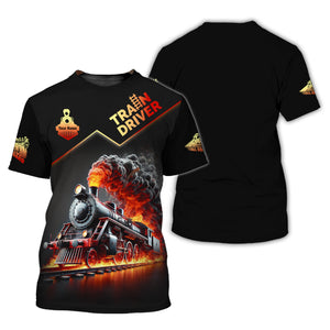 Railspirit Personalized Flaming Steam Train T-Shirt - Epic Locomotive Fire Print