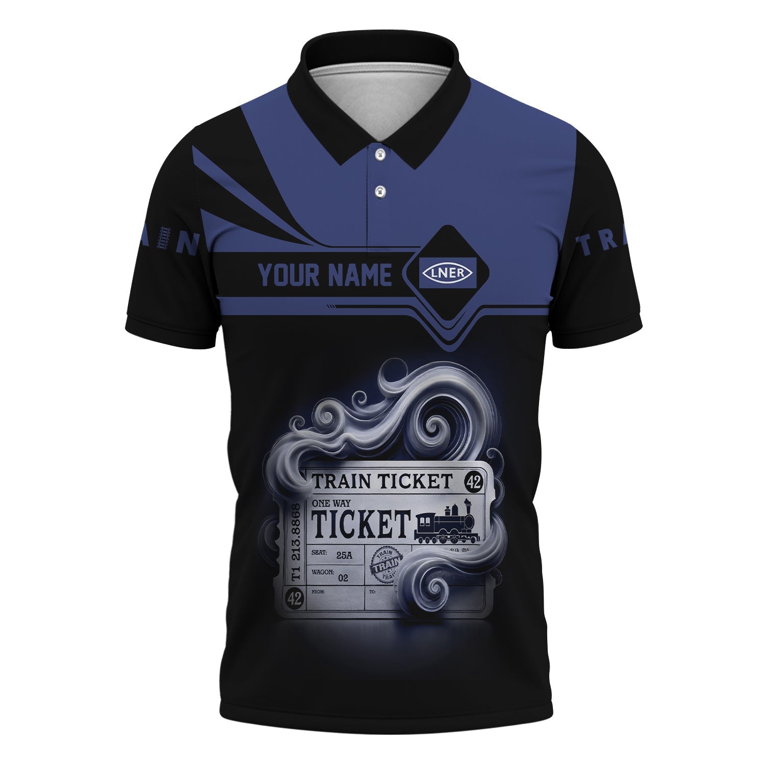 Railspirit Custom Name London and North Eastern Railway Polo Shirt American Train Ticket Printed Shirt