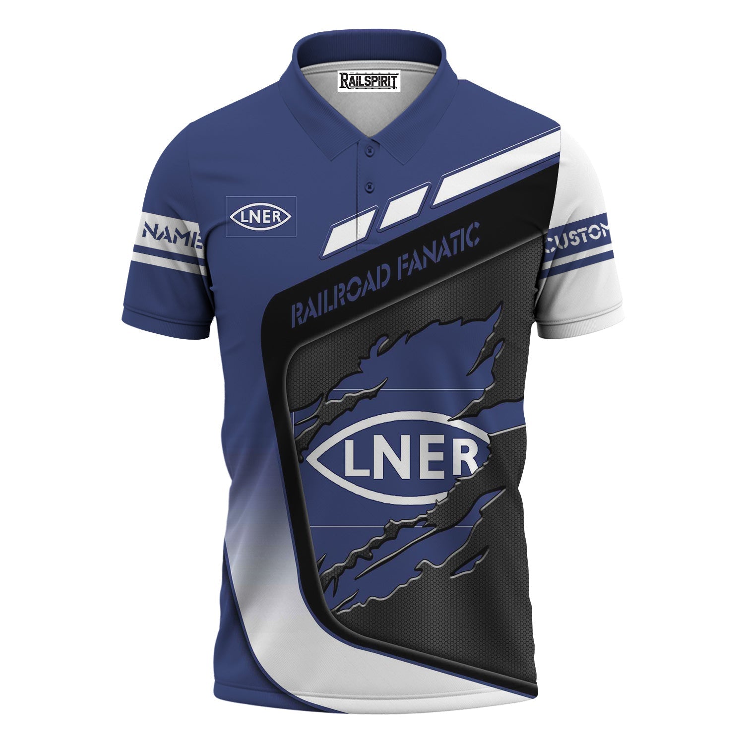 Railspirit Personalized London and North Eastern Railway Polo Shirt Ripped Texture Style Train Shirt For Railroad Fanatic
