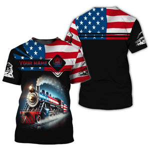 Railspirit Personalized American Steam Train T-Shirt ��� Vintage Railroad Pride