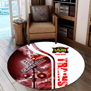 Railspirit Personalized Iowa Interstate Railroad Round Mat Railroad Crossing Sign IAIS Mat All Over Print