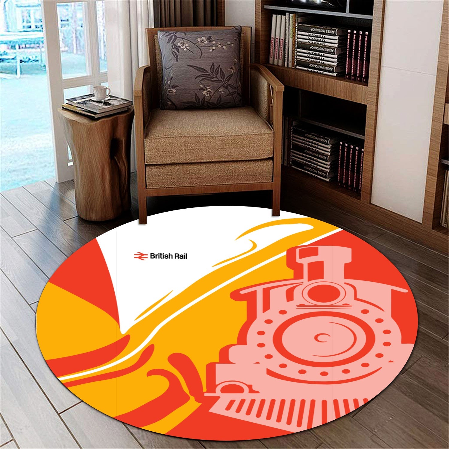 Railspirit British Railway Round Mat Flame-Inspired Style Mat Gift Idea For Train Lovers