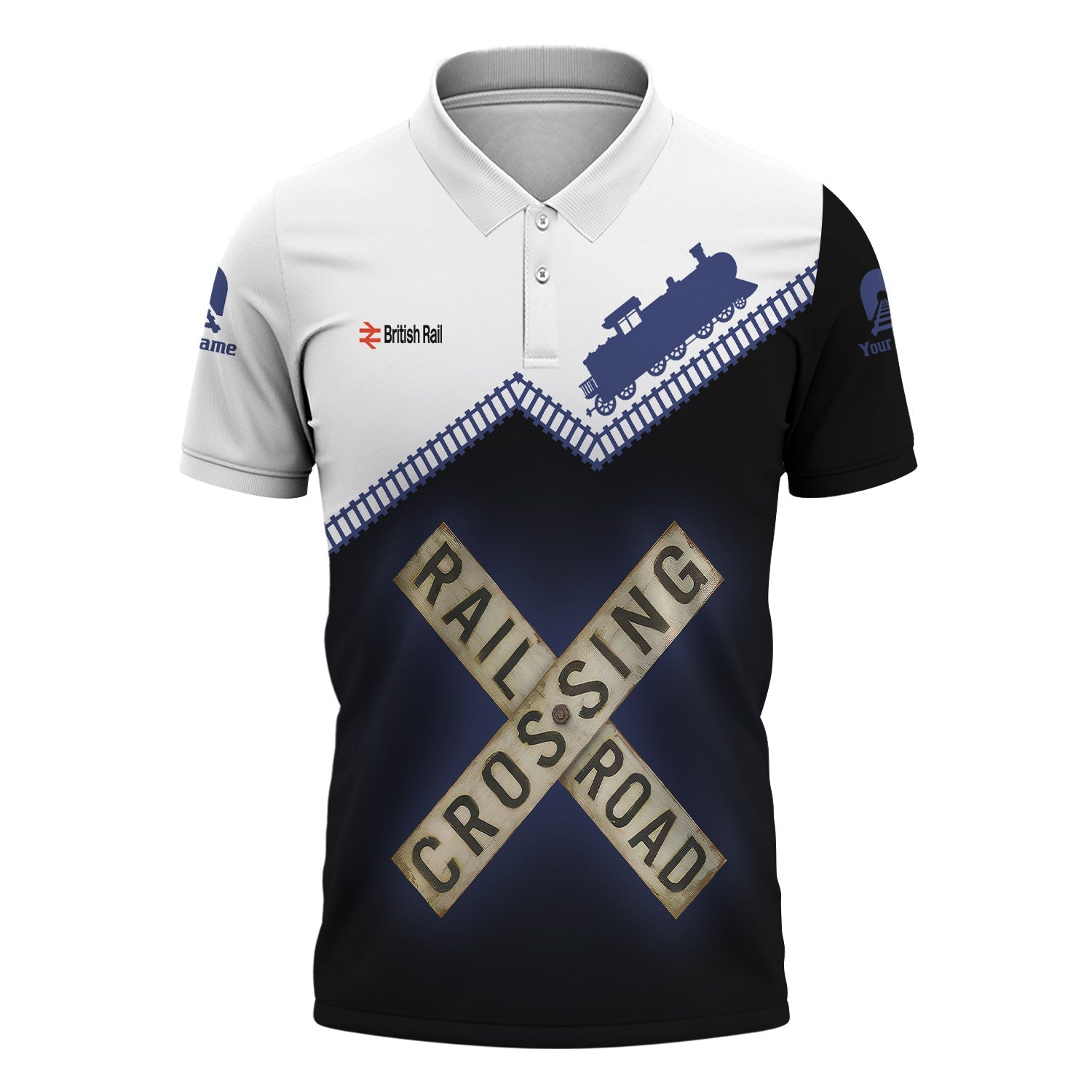 Railspirit Personalized Bristish Railway Polo Shirt Railroad Crossing Printed Train Track Shirt