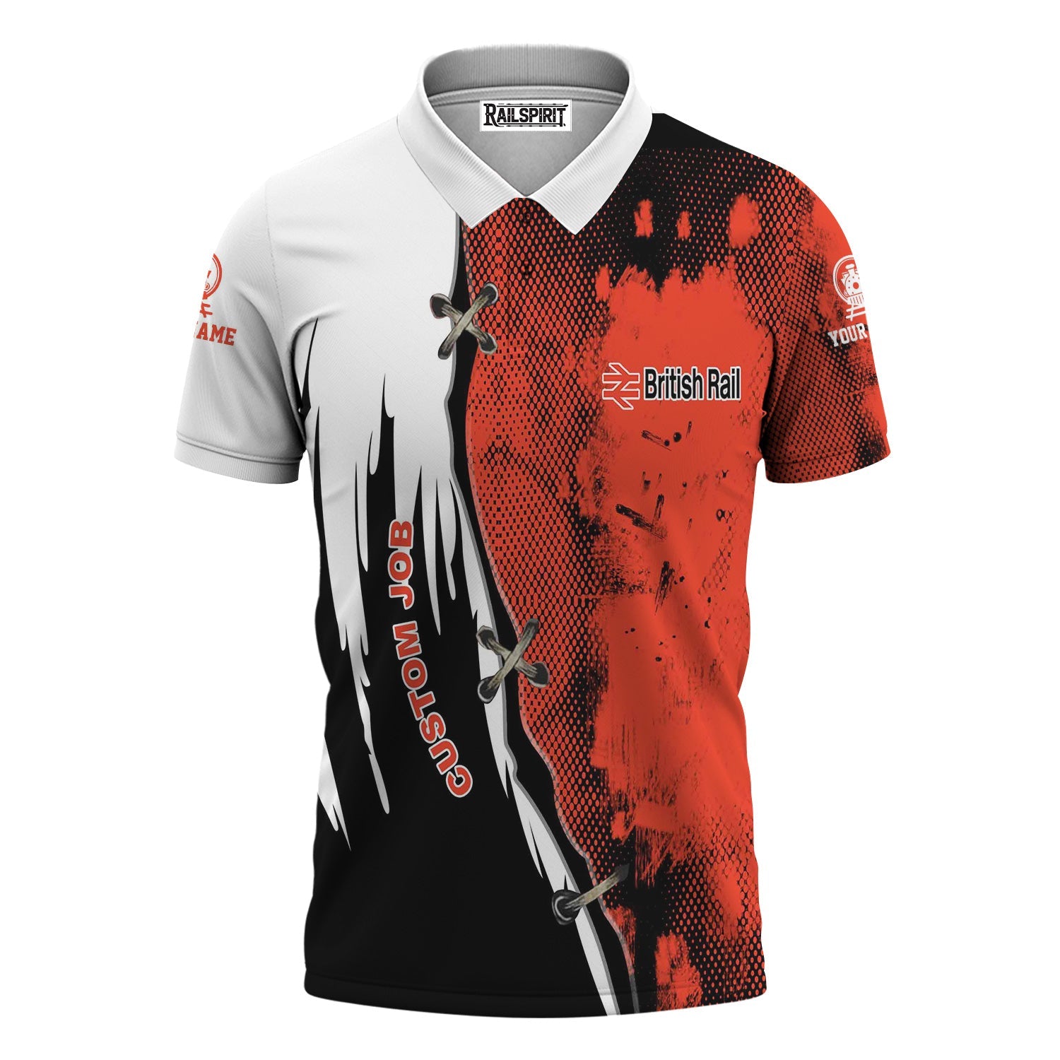 Railspirit Personalized British Railway Polo Shirt Retro Stitches Design with Custom Position Train Shirt