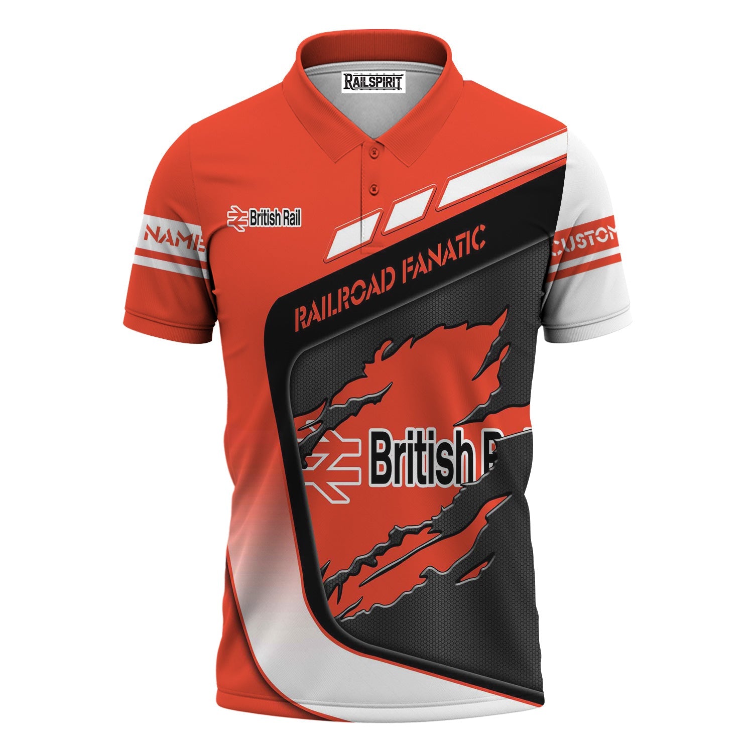 Railspirit Personalized British Railway Polo Shirt Ripped Texture Style Train Shirt For Railroad Fanatic