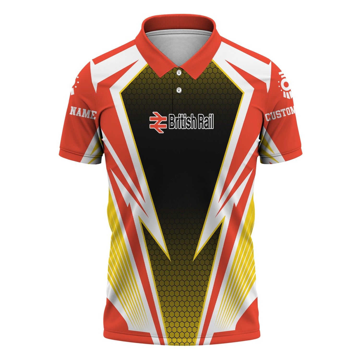 Railspirit Personalized British Railway Polo Shirt Lightning Graphic Style Shirt Gift Idea For Train Lover