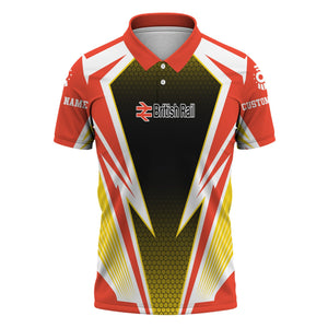 Railspirit Personalized British Railway Polo Shirt Lightning Graphic Style Shirt Gift Idea For Train Lover